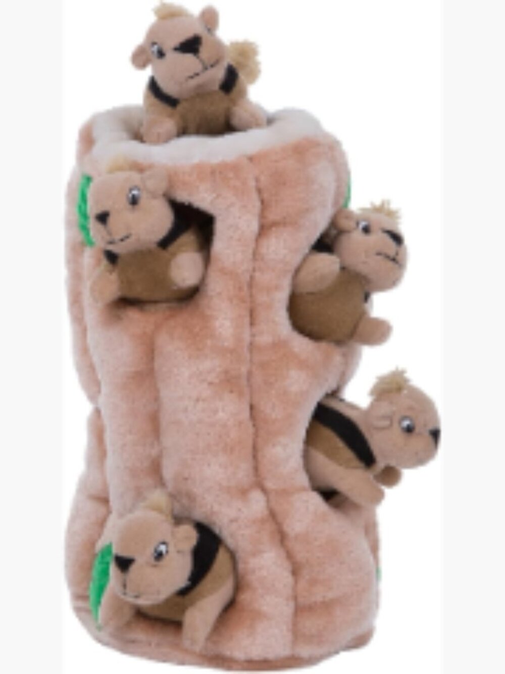 Interactive Plush Puzzle Dog Toy with 6 Squeaky Squirrels